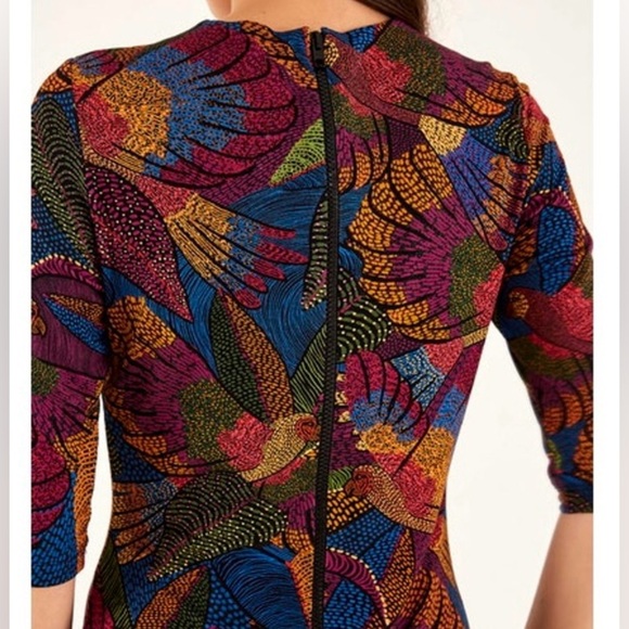 Farm Rio Dotted Macaws Lenzing Ecovero Viscose Tropical Dress, Dotted Macaws S - Picture 3 of 10